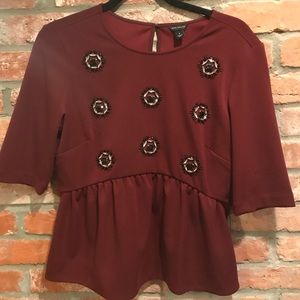 Ann Taylor Peplum Blouse With Sequin and Beads
